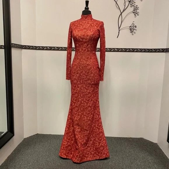 Portia and Scarlett Lace Glittery Long Sleeve Detachable Overskirt Dress - Picture 9 of 13